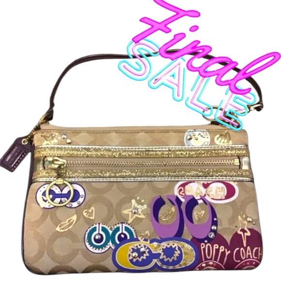 Coach Signature Poppy 1941 Appliqué Zip Clutch Purse Wristlet | PRELOVED 💜💜 - Picture 1 of 10